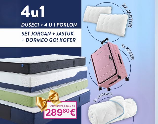 4 U 1 POKLON UZ DUŠEK - SIENA SET JORGAN I JASTUK + GO KOFER!