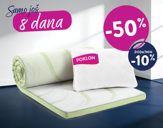 NE PROPUSTITE -50% + POKLON COMFY JASTUK