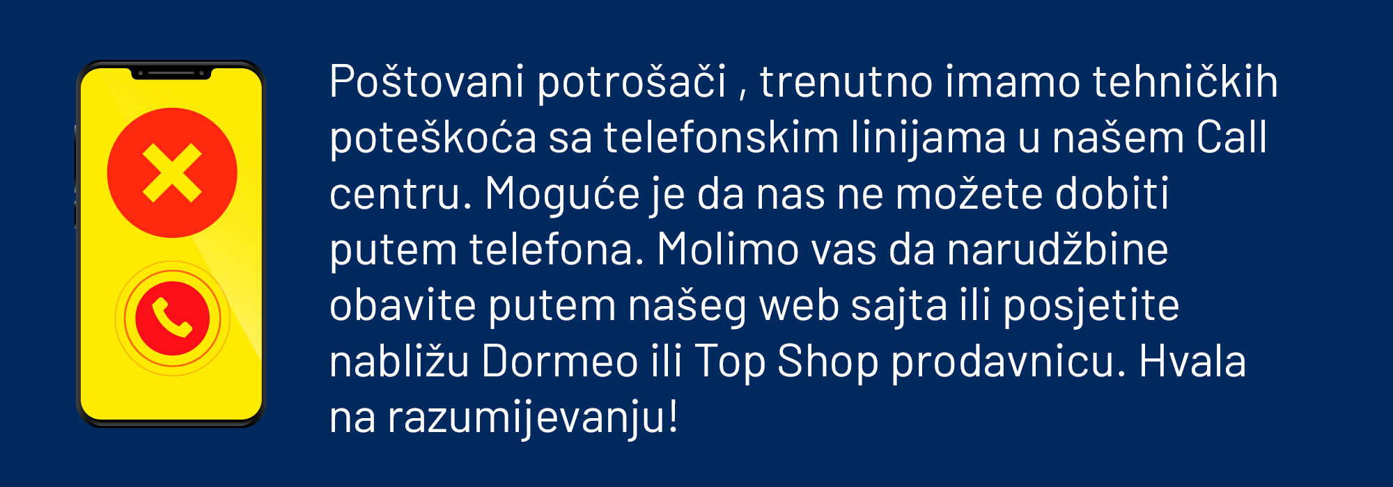 Tehničke smetnje sa telefonskim linijama!