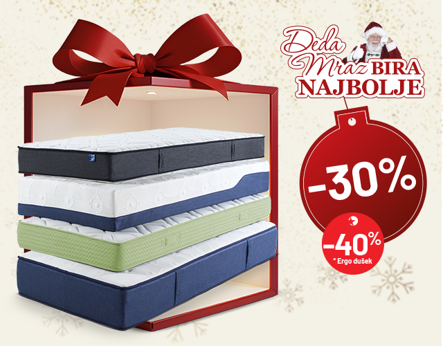 NOVOGODIŠNJI POPUSTI DO -30 UZ DUŠEKE - DO -40% CLUB 5+!