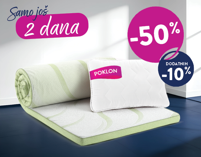 NE PROPUSTITE -50% + POKLON COMFY JASTUK